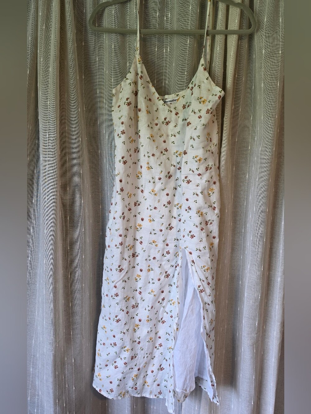 Reformation Cream Floral Slip Maxi Dress with Yellow & Brown Blooms